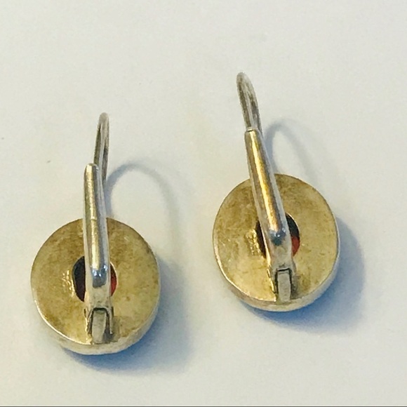 Sterling silver & red stone earrings - Picture 4 of 8